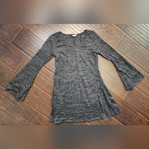 Paper Doll Womens Grey Flare Sleeve Boho Blouse Medium